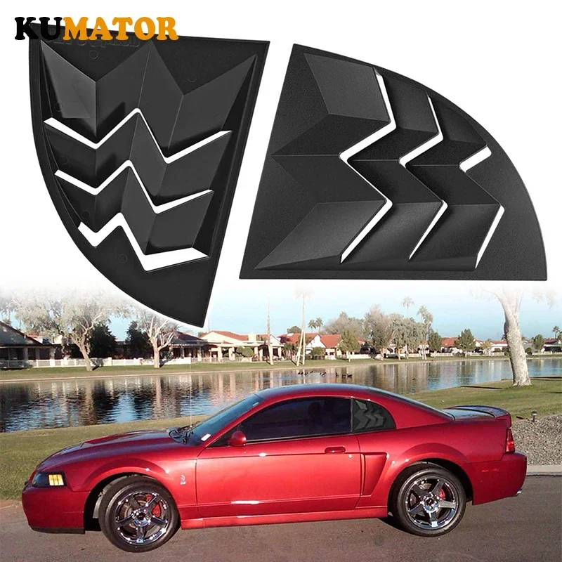 

For 1999-2004 Ford Mustang ABS Black Side Window Louvers Scoop Cover Vent 2Pcs