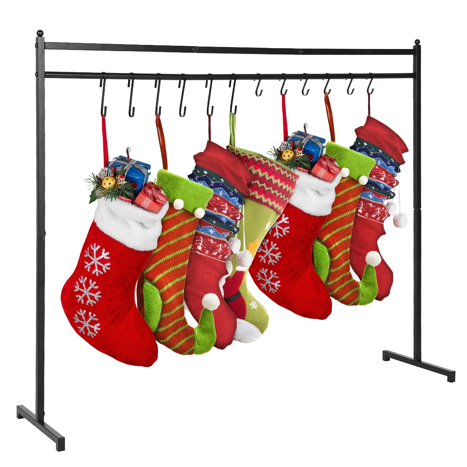 Christmas Metal Holiday Decor Hanger with 12 Hooks Floor-Standing Stocking Stand Floor Metal Stocking Hangers for Home Floor