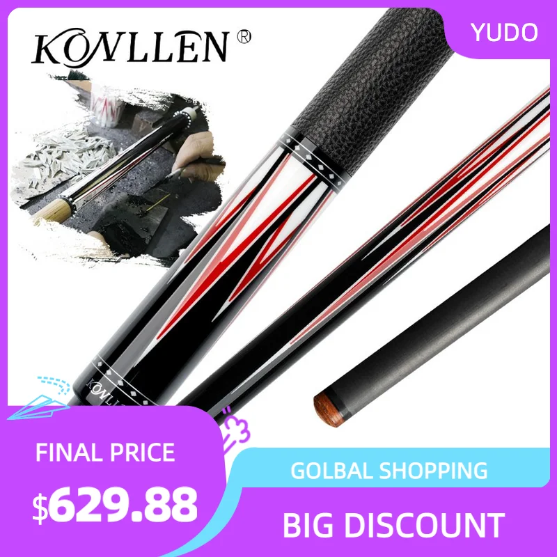 Konllen Carbon Pool Cue 13mm Carbon Fiber Shaft 3*8/8 Joint 4 Pieces In