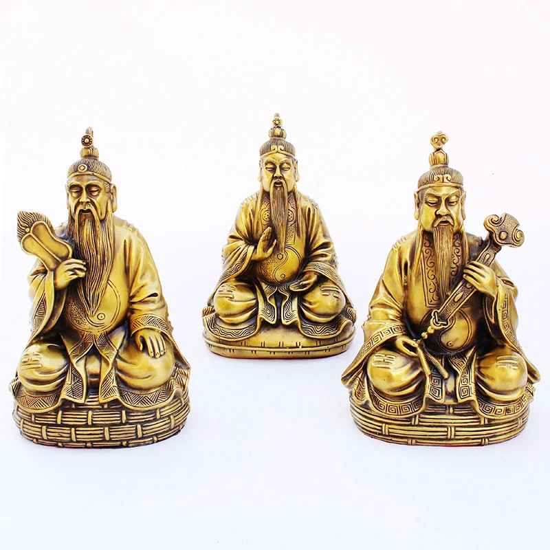 

3pcTailaojun's pure copper Sanqing statue Sanqing Road Ancestor's image Yuanshi Tianzun Taoism bronze statue ornaments dedicated