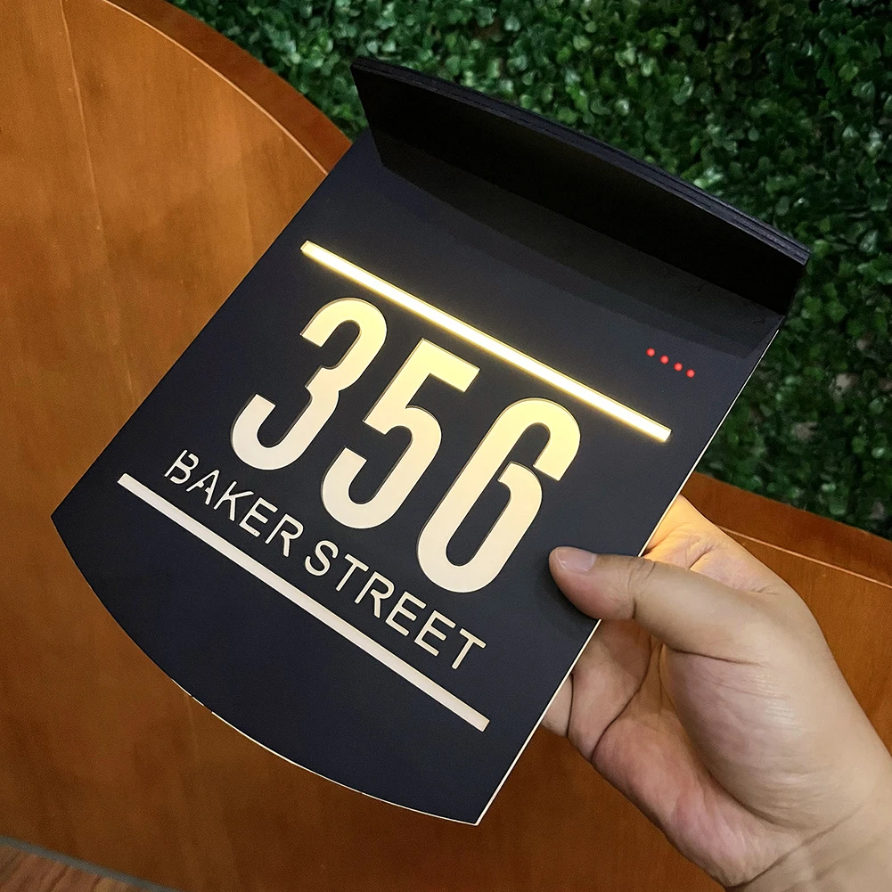 Solar House Sign Outdoor Street Name Address Plaque