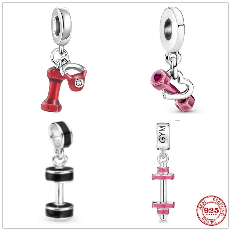 925 Sterling Silver Dumbbell Pendant Charm Bead For Women Fit Original Bracelet DIY Jewelry For Girl charm jewelry sterling silver jewelry beads charms sterling silver beads silver charm bead charm bead beads jewelry sterling silver beads charm