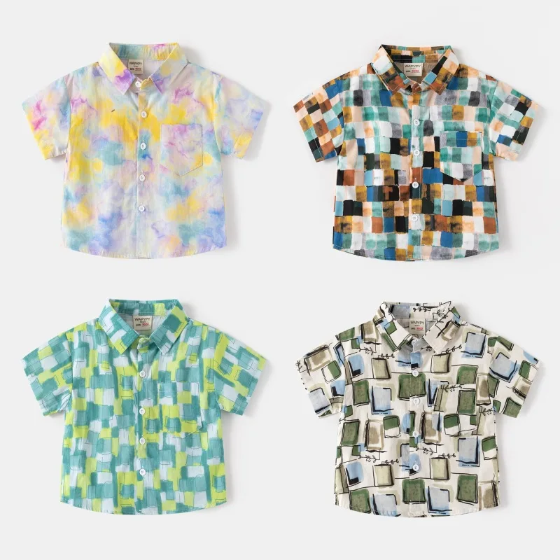 

Стильные летние рубашки для мальчиков, детские топы в гавайском стиле, хлопковая детская одежда