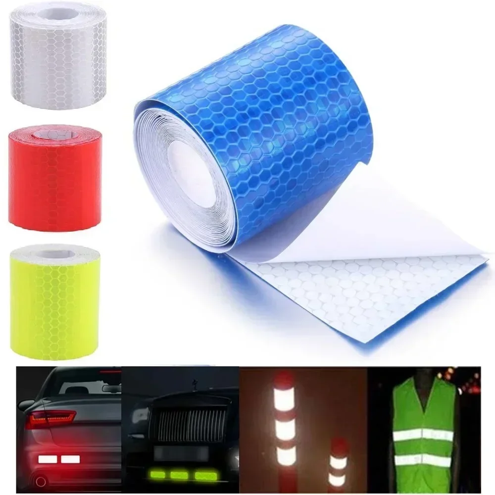 5cmX1m Car Stickers Self Adhesive Safety Warning Tape High Gloss Waterproof Protective Reflective Stickers for Cars Accesories
