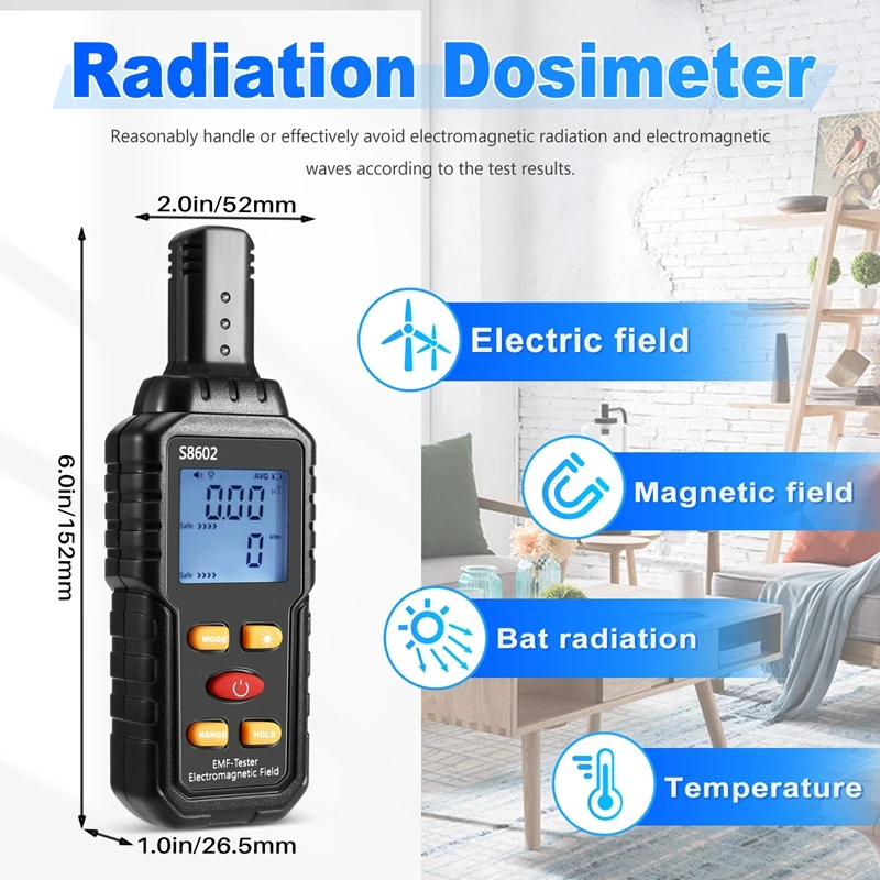 3-In-1 Radiation Dosimeter Counter Geiger EMF Meter Alarm Real-Time Measure Detector Tester