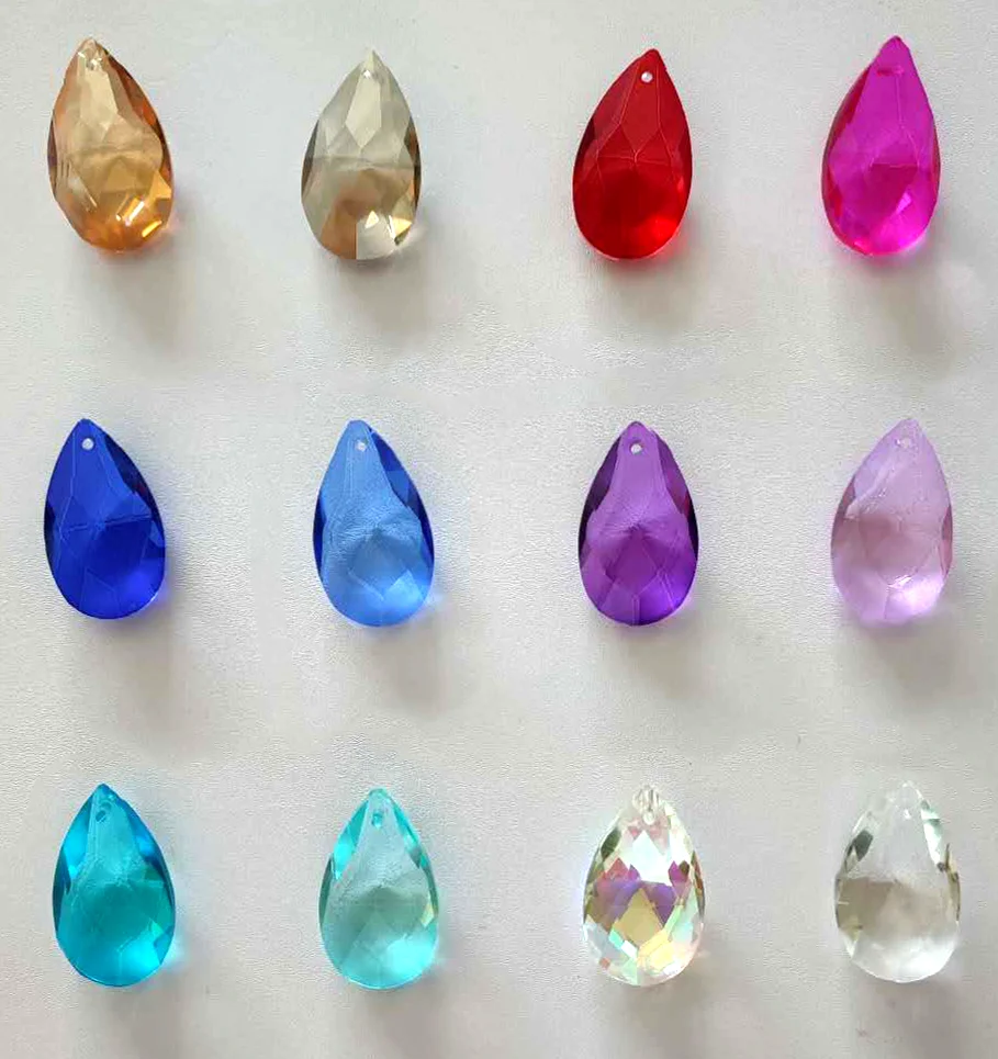 1.49-inch 8pcs Crystal Waterdrop Net Pendant Curtain Bottom and Lighting Pendant Sun Catcher Christmas Halloween Decoration