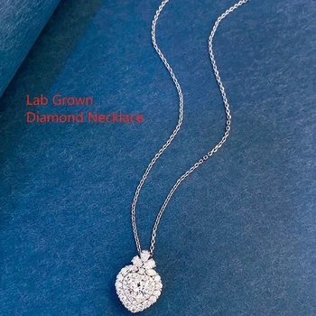 Heart Cut Lab Grown Diamond Pendant Necklace 0.5ct Main Stone DEF VS-VVS Platnum 950 Diamond Wedding Necklace For Women NO IGI 1