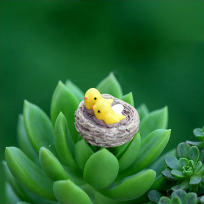 Ornament Crafts,Miniature Figurines,Resin Ornaments,Miniature Ornament,Resin Crafts DIY Mini Nest With Birds Fairy Garden Miniatures Gnomes Moss Terrariums Resin Crafts Figurines For Home Garden Decoration