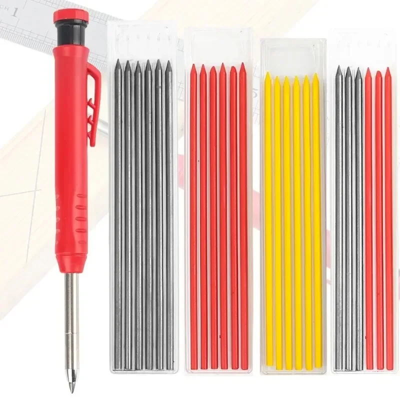 Mechanical pencil set,carpenter pencil,mechanical pencils,mechanical pencil refill,mechanical pencil refills Solid Carpenter Pencil Set Woodworking 3 Colors Refill Construction Marking Tool Office Supplies Stationery