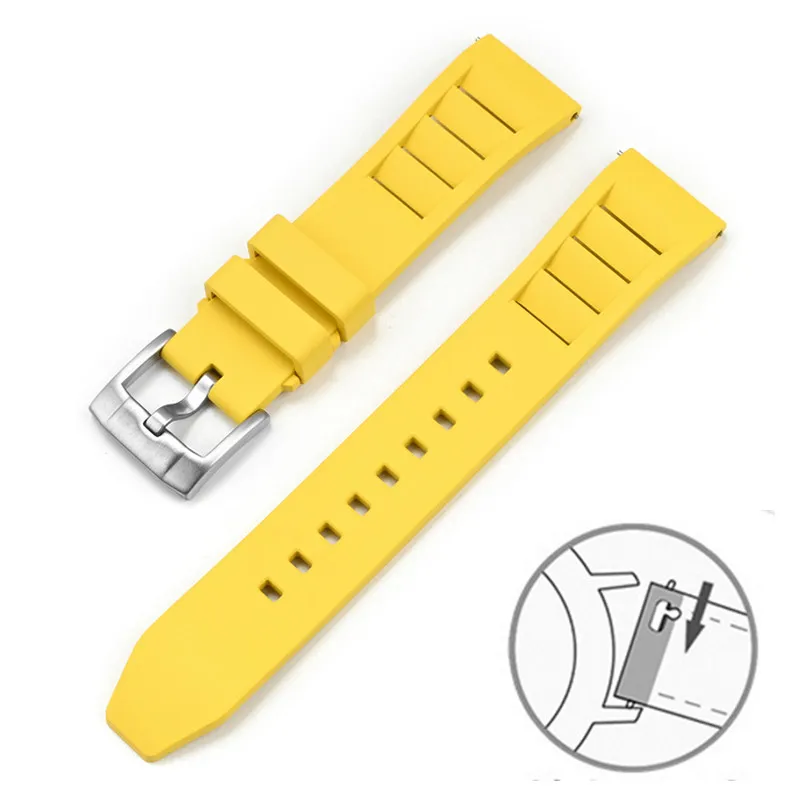 Premium FKM Fluoro Rubber Quick Release Waterproof Watch Strap with Stainless Steel Buckle