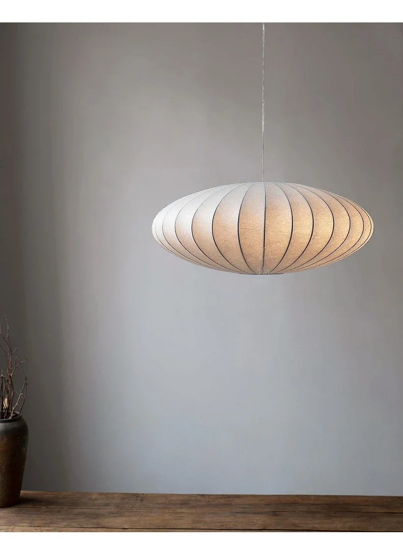 Nordic Modern Silk Pendant Lights Wabi Sabi E27 LED Chandeliers Lustre For Living Room Dining Room Pendant Lamp Decor Lighting 5
