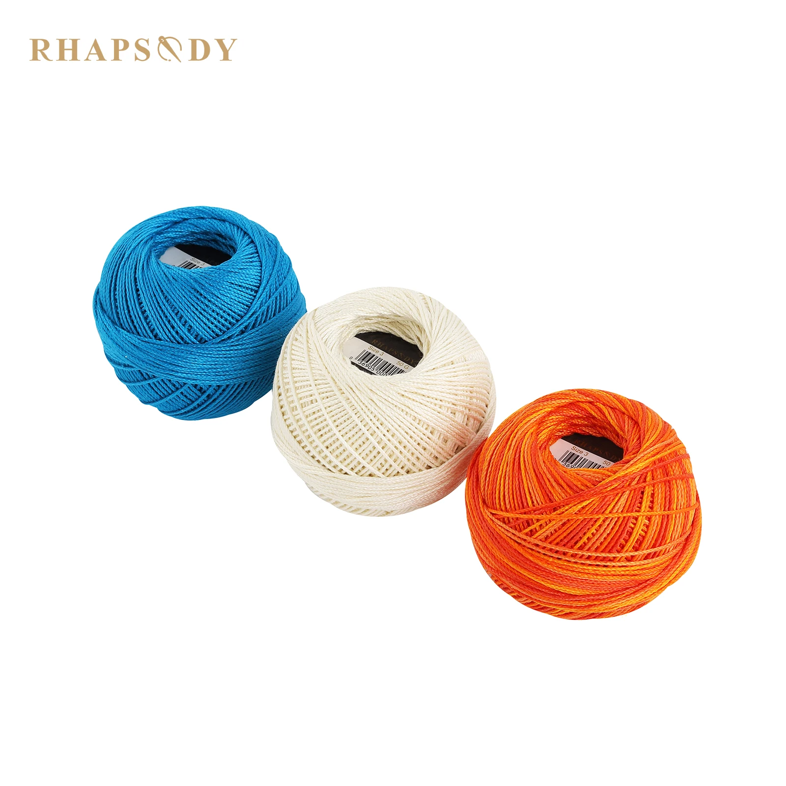Rhapsody Pearl Cotton Size 3 Egyptian Cotton Crochet Thread Variegated DIY Tatting Knitting Singed Double Mercerized 50G 120Yds