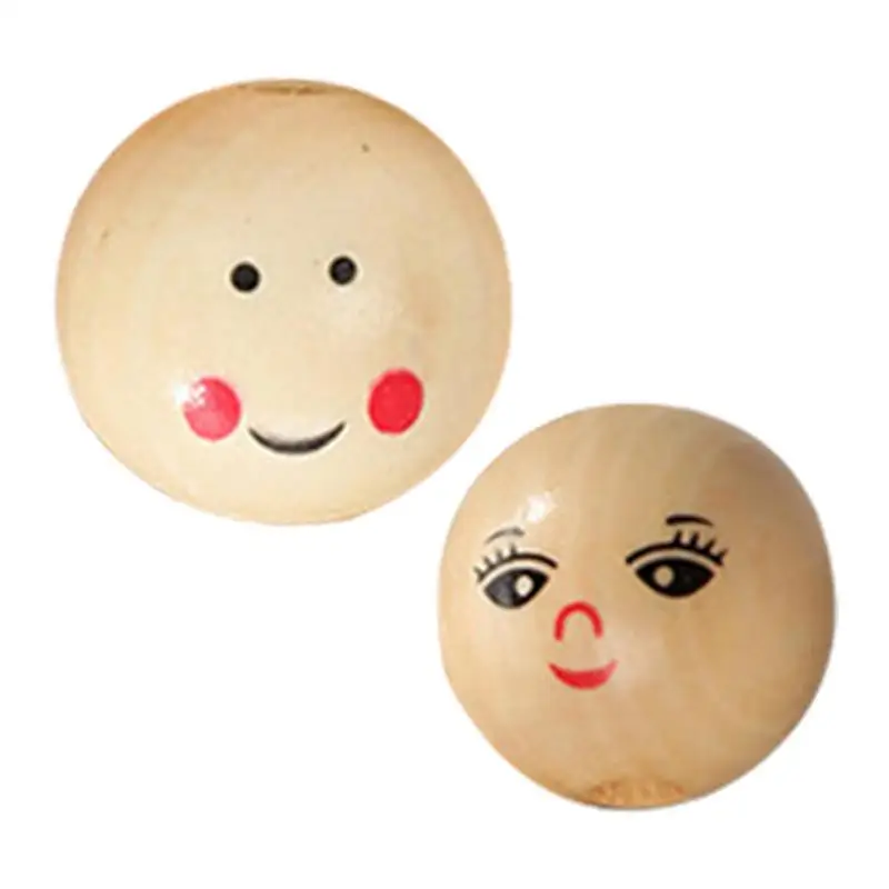 

Wooden Beads For Crafts Smile Face Polished Round Beads With Hole Parent-Child Interaction Toys For Bookmarks Hairbands Clothes