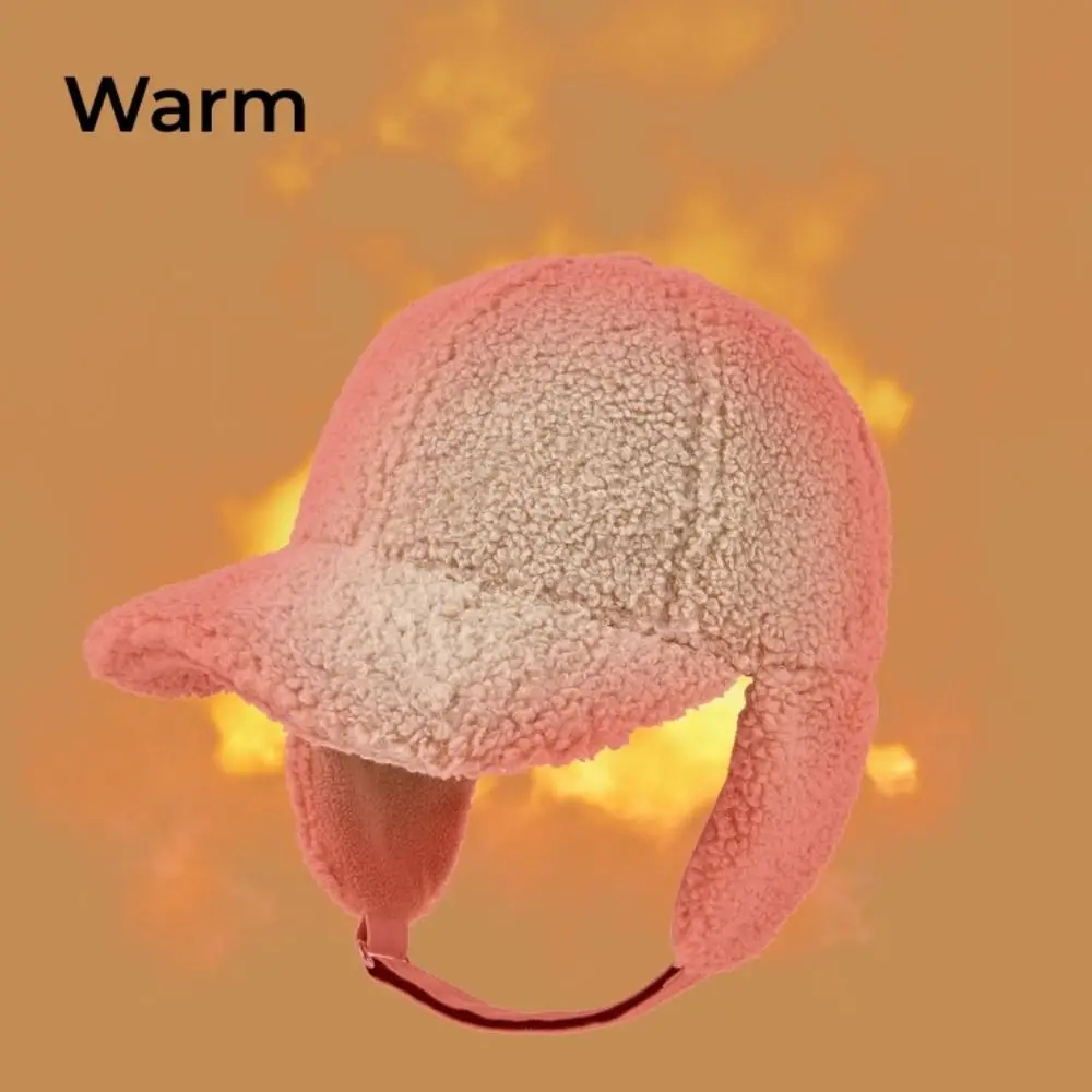 New Women Men Winter Lamb Thickened Baseball Cap Earflap Cap Keep Warm Windproof Outdoor Winter Ear Protection Bomber Hats