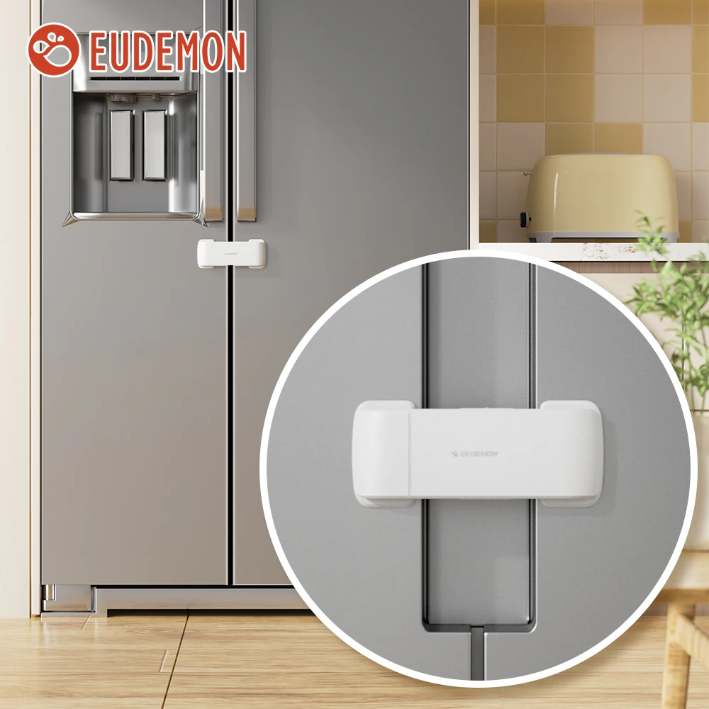 EUDEMON 1pc Updated French Fridge Lock French Door Refrigerator/Freezer Lock Door Gap Distance Cabinet Door Lock Protect Baby