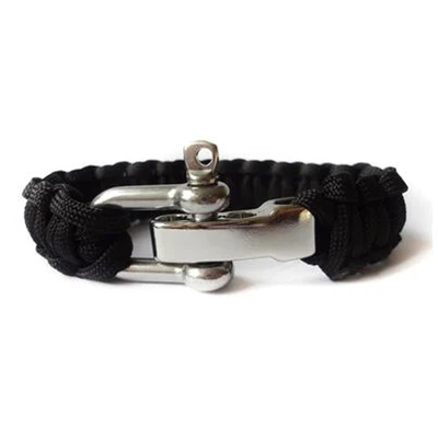 1PC Survival Paracord Bracelet Stainless Steel Buckle Bracelet Wilderness Wristband 