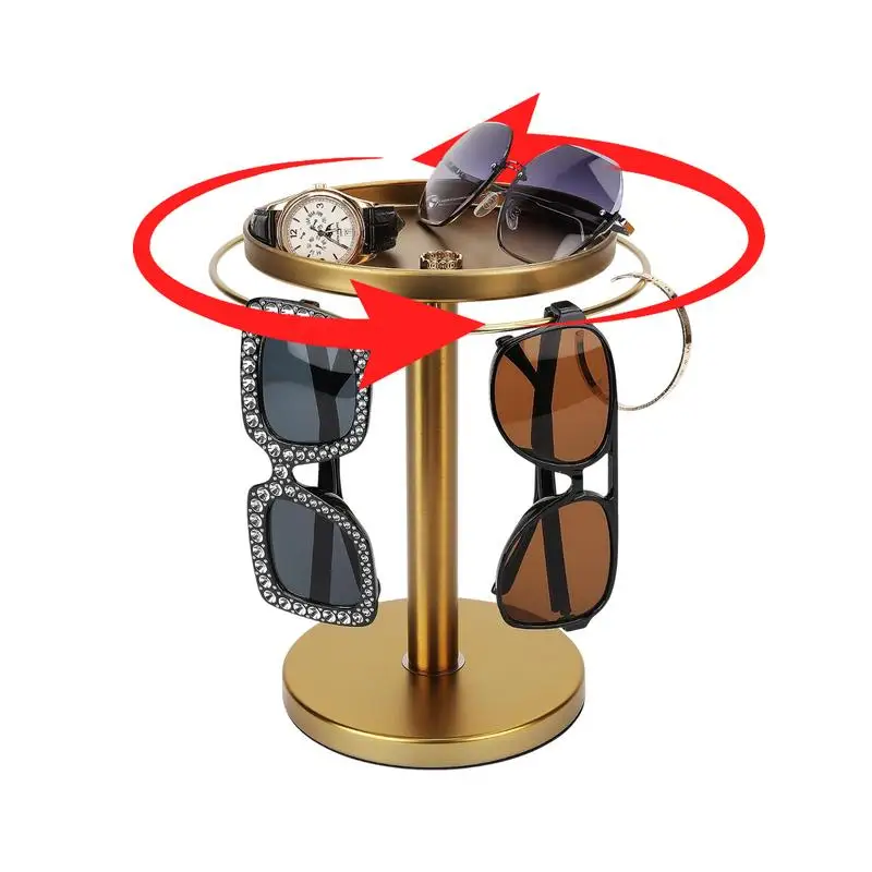 Rotating Sunglass Organizer Eye Glass Display Stand 360-degree Rotation With Tray Jewelry Storage Organizer Detachable Home 4