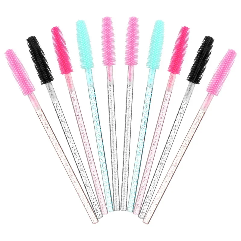 50 pcs Silicone Crystal Mascara Wands Applicator Disposable Eyelash Brushes Comb For Women Makeup Spoolie Brush Beauty Tools