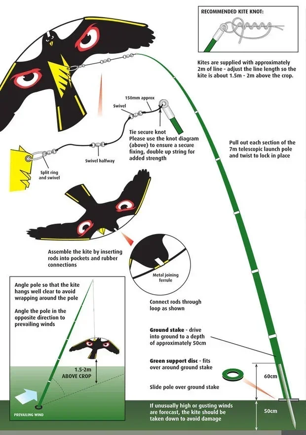 Emulation Flying Hawk Kite Bird Scarer For Garden Yard