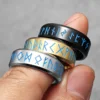 Luminous Viking Runes Men Fidget Rings Stainless Steel Jewelry Punk Rock Rotatable Fashion Accessories for Women Gift Wholesale 5
