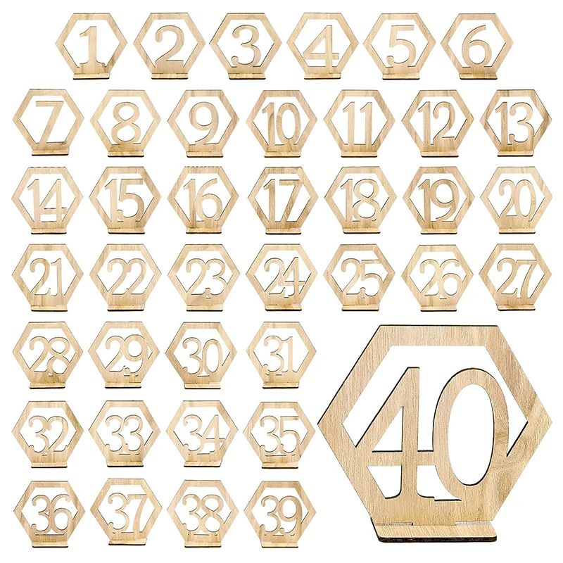 Wedding Number Wooden Table Place Card Rustic Wedding Engagement Reception Seat Decoration Number Signs Event Party Supplies