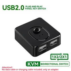 Advanced USB 3.0 KVM Switch with Bidirectional Hub and USB2.0 Extension for Shared Device Control (USB2.0 No Data Cable)