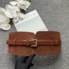 Retro suede dual-purpose waistband with contrasting brown leather and jacket waistband and wide belt