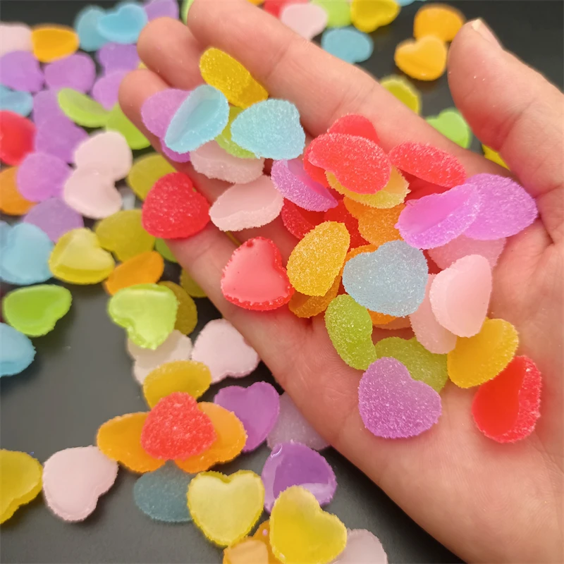 10pcs 3D 그라디언트 단색 거미 하트 네일 아트 매력 소프트 캔디 카와이 수지 사랑 네일 장식 액세서리 DIY 부품