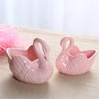 White Pink Blue Swan Ceramic Ornaments Decoration Desktop Storage Box Tealight Candles Holder Flower Pot Home Decor Furnishings 2