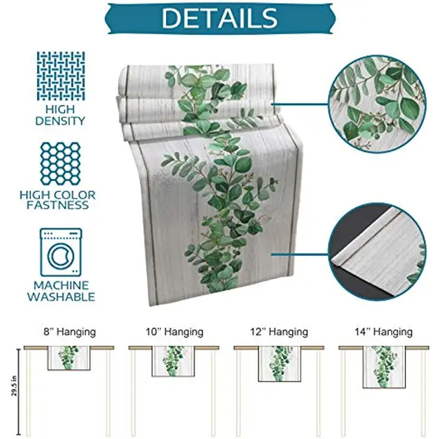 Tavaszi Zöld Virágüzem Fa Gabona Vászon Asztal Futó Esküvői Dekoráció Étkezőasztal Konyhai Party Dekorációhoz - Image 6