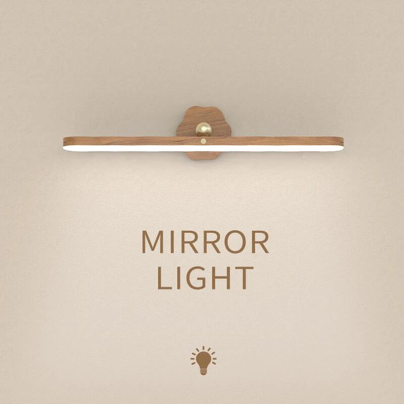 Holz LED Nachtlicht Spiegel Front Fülllicht Tragbare Wiederaufladbare Magnetische Wand Lampe Für Touch schalter Schlafzimmer Nacht ABSLamp – Detail 1