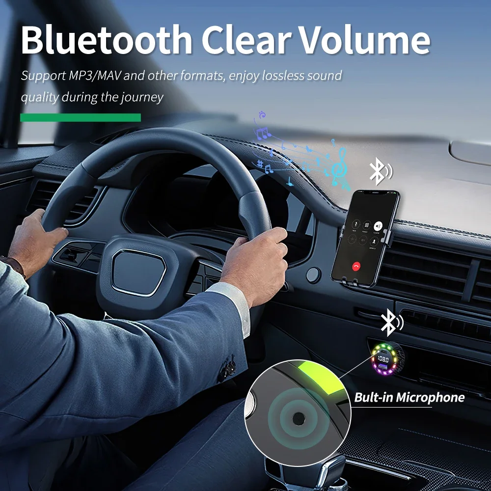 Car Bluetooth FM Transmitter Dual USB Fast Charger
