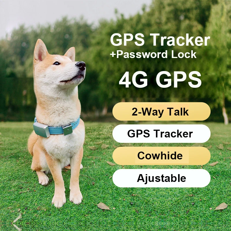 4G WiFi AGPS LBS AI Leather GPS Tracker with Password Lock Pet Dog Cat Tracking Collar Locator Positioning Anti-Lost 2 Way Talk