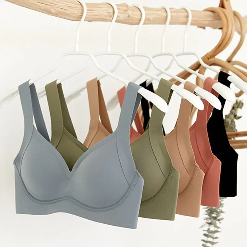 Women's Sexy Nude Seamless Top Women's Underwear Gathered Up, Wide Shoulder Strap Bra, One-piece Anti-sagging Comfortable Bra