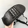 Authentic Crocodile Skin Drawstring Closure Male Black Casual Backpack Genuine Alligator Leather Men's Large Travel Bag Pack 5