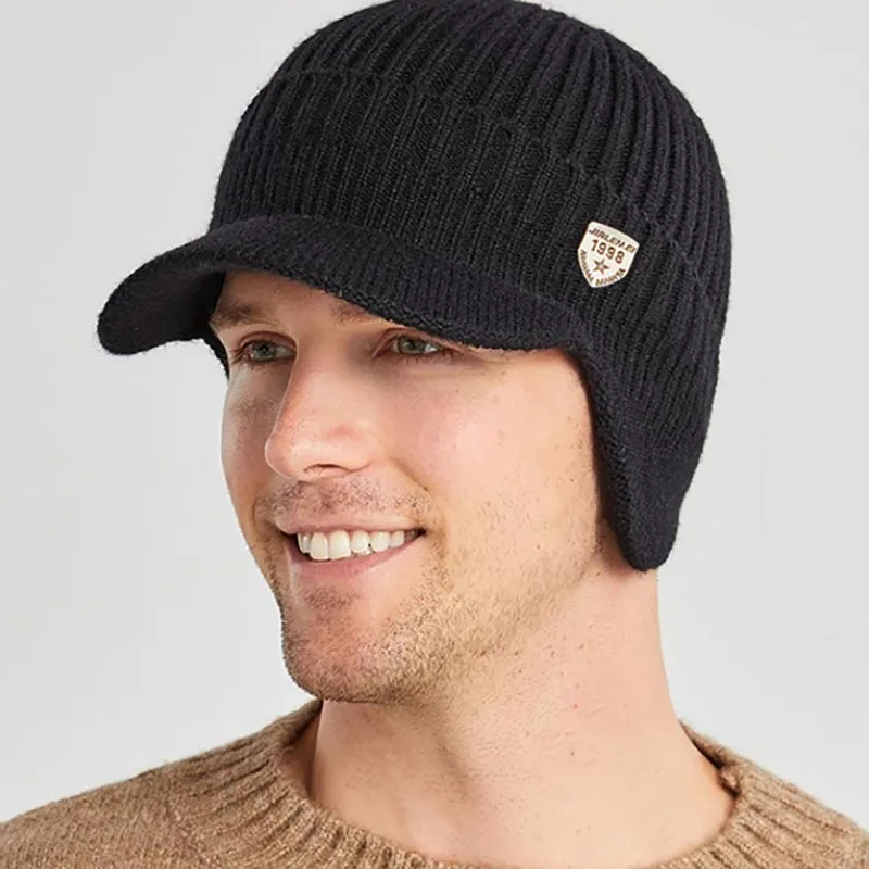 

Men Winter Knitted Hat Outdoor Cycling Ear Protection Warmth Hat Beanies Casual Fashion Bomber Hats Winter Hats for Men