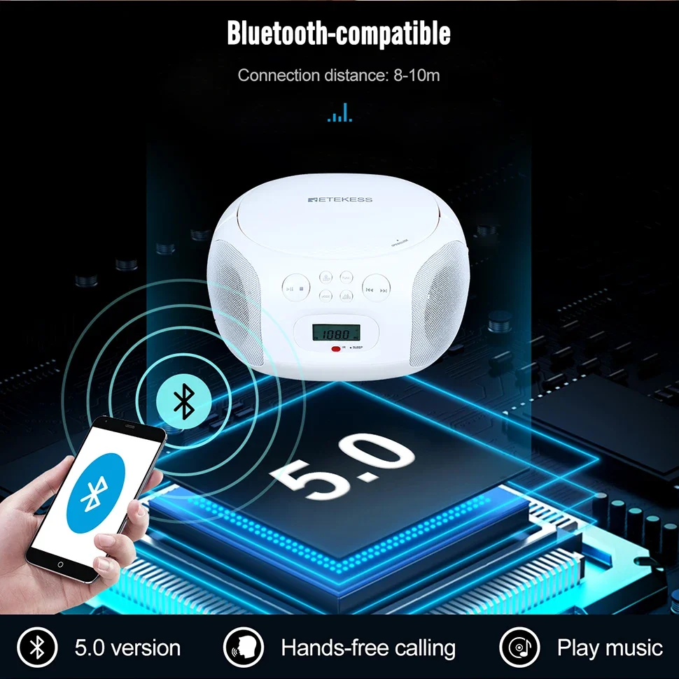 Retekess TR 636 Household CD Player Bluetooth Boombox Portable Radio AM FM Stereo Control Sleep Timer Support For Older Home portable cd player wooden cd player wall mounted cd player