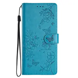 Floral Butterfly Leather Flip Wallet Case - Samsung S23 (Blue)