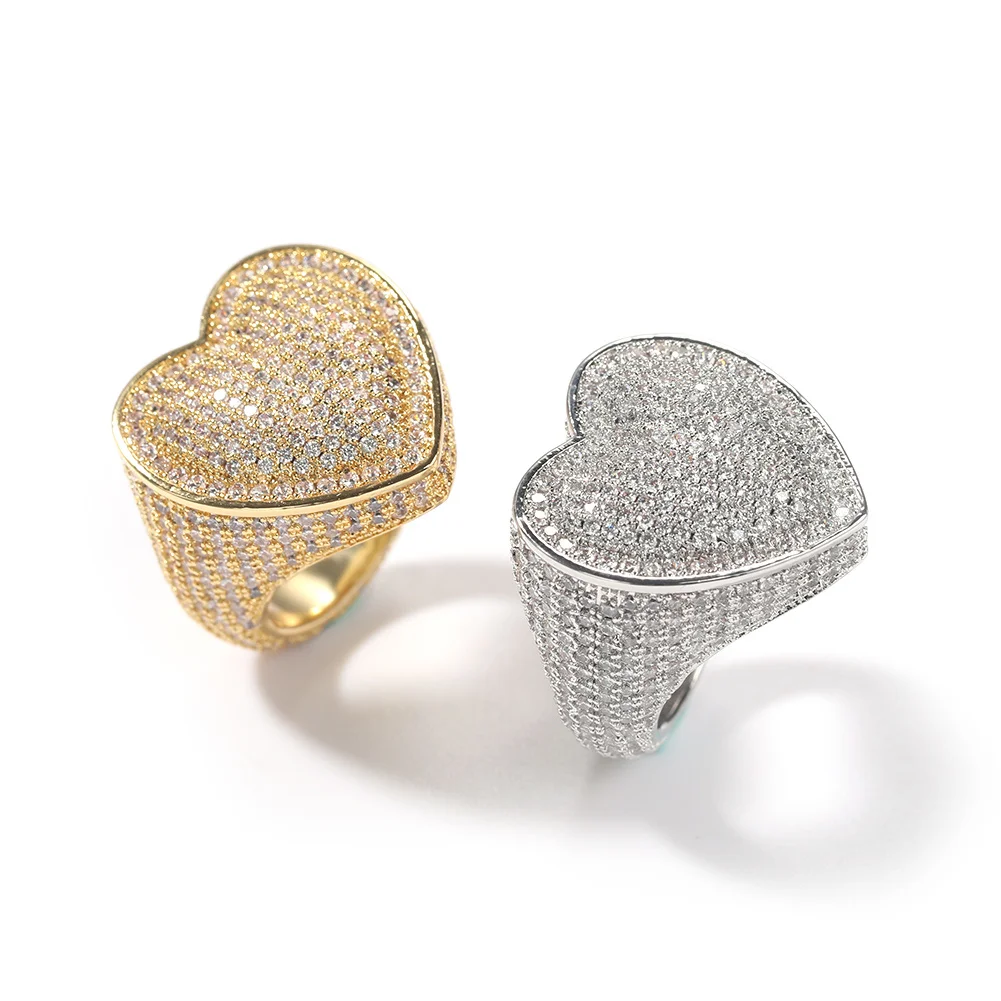 Uwin Heart Ring Micro Pavimentato Full Iced Out Aaa Cubic Zirconia Bling Hiphop Fashion Gioielli Delicati Per Regalo Uomo Donna