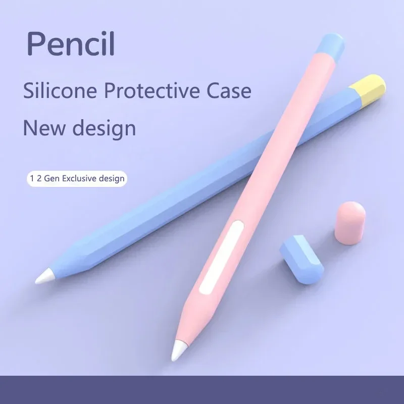 

For Apple Pencil 1 2 Stylus Cover Silicone Pen Case Color Matching Stylus Protective Case Non-slip Anti-fall For IPad Pen 2 1