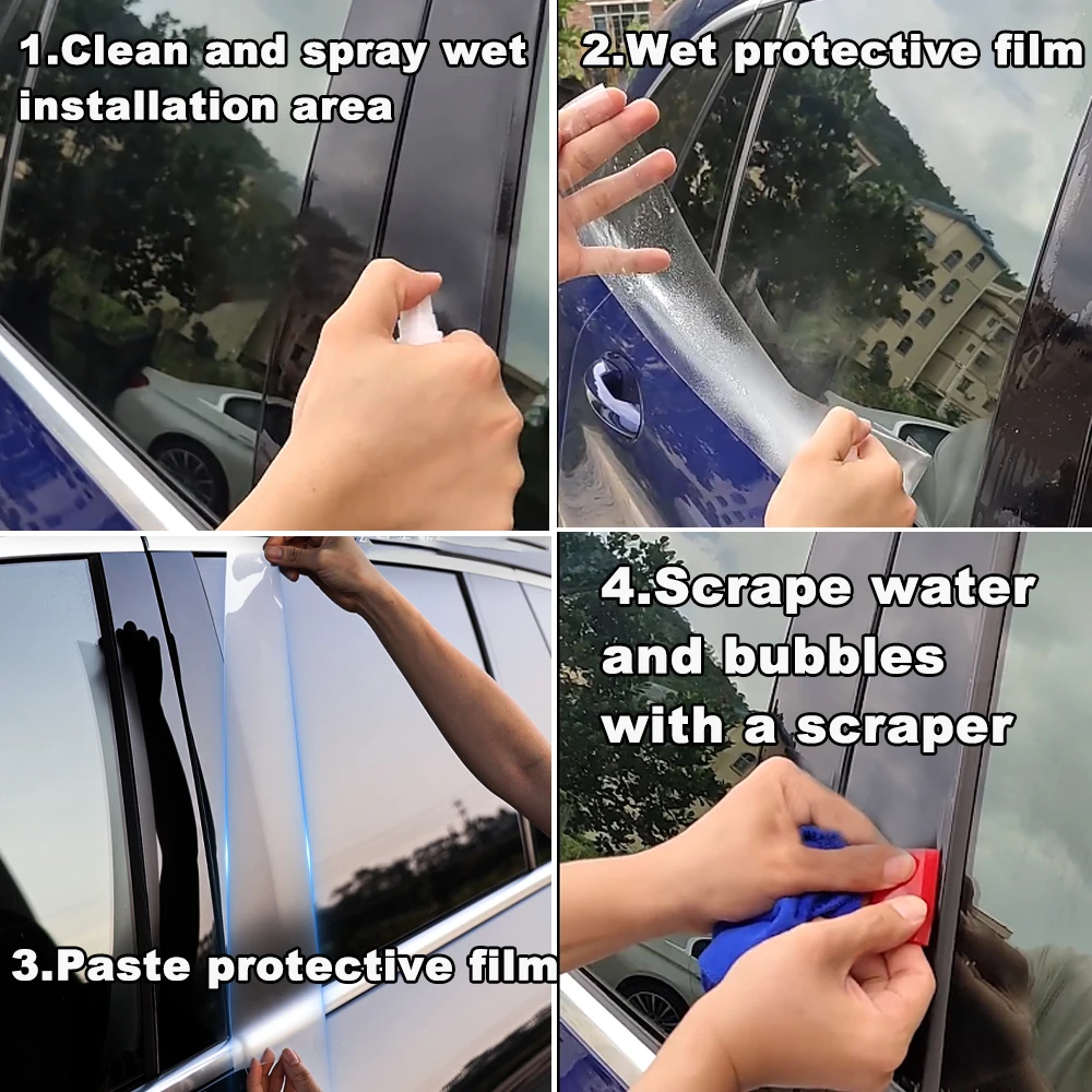 For BMW G30 G31 Series 5-Window Center Pillar Protective Film Anti-scratch Cover Car Protector Exterior Accessories