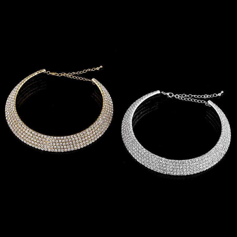 Women Metal Choker Necklace Bridal Wedding Jewelry