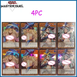 4PC/Set Yu-Gi-Oh Anime DIY ACG Sexy Battle Game Toys Collectible Cards Christmas Birthday Gift Black Magician Girl Dark Magician
