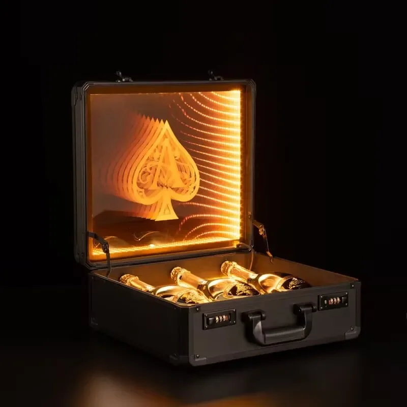 3 bottles Rechargeable LED Box Champagne Bottle Carrier LED Champagne Display Case for Night Club Party Lounge Bar Decor