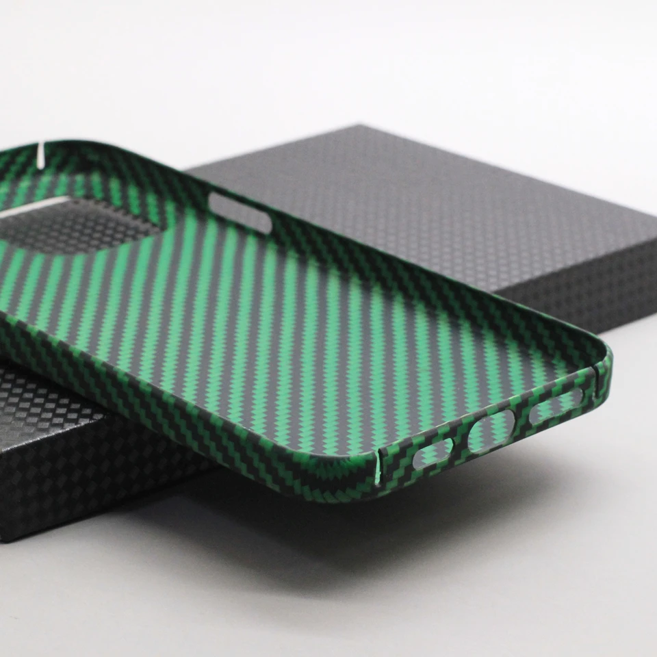 Amstar Emerald-green Carbon Fiber Protective Case for iPhone 13 Pro Max 13 Pro Ultra-thin Aramid Fiber Cover for iPhone 13 Mini