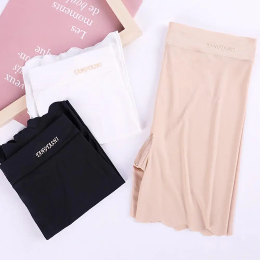 Boxer Shorts Slim Fit Solid Color Stretchy Flat Angle High Waist Privacy Protection Thin Long Leg Seamless Boyshorts Daily Garme High Waist Shorts High Waist Panties High Waist Underwear Seamless Panties