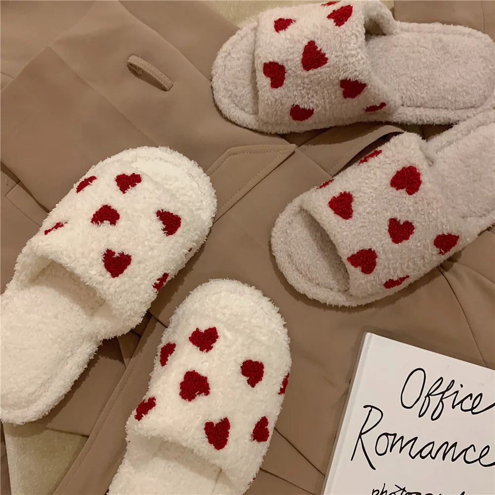 thumbnail image 4 of Pantuflas de algodón de moda para mujer, pantuflas de punta abierta con una sola palabra, para invierno, para el hogar, antideslizantes, cálidas y bonitas, para interiores y exteriores, de piel, 4 of 6