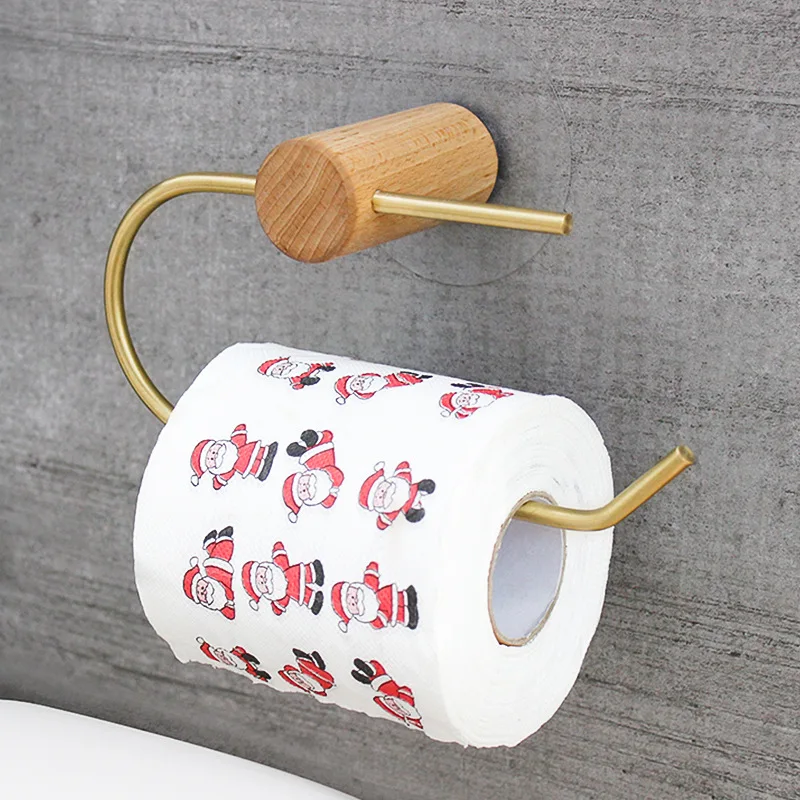 Wood Paper Towel Holder Brass Round Stick No-punch Beech Black Walnut  Bedroom Accessories Toilet Paper Holder Toilet Roll Holder - AliExpress