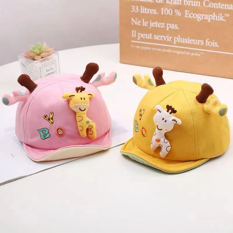Cute Giraffe Baby Duckbill Hat Cartoon Toddler Soft Edge Duck Tongue Hat 6-18 Month Boy Girl Infant Sun Visors Kids Baseball Cap 3