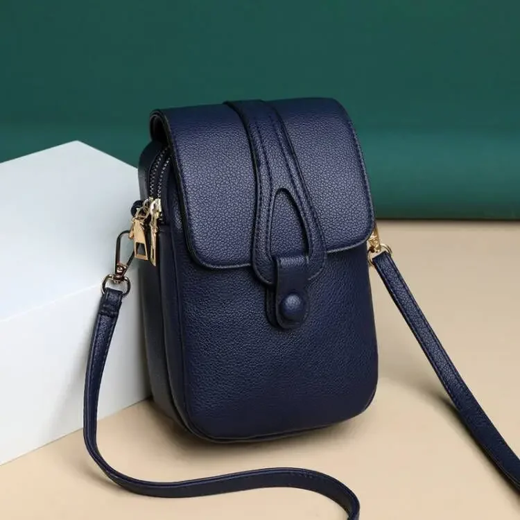Simple Shoulder Bag for Women PU Leather Crossbody Bag Multi-layer Messenger Handbag and Purse Flap Phone Bolsa Sac